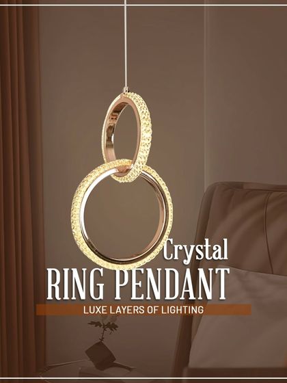 This crystal ring pendant is a beautiful choice for a bedroom. It adds a layer of luxe lighting and creates a soft, ambient glow, perfect for hanging on either side of the bed.