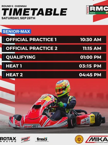 The Saturday timetable for the Senior Max class during the final race weekend of the 2024 season.
