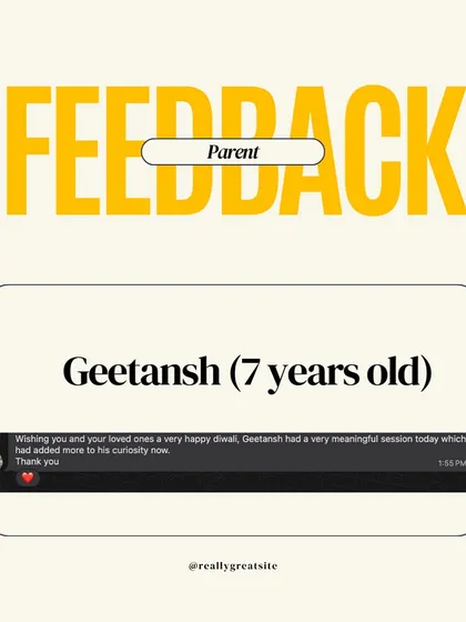 "Geetansh had a very meaningful session today which had added more to his curiosity now." Sparking curiosity is our main goal! We're thrilled that Geetansh's session was so impactful. Thank you for the lovely Diwali wish!