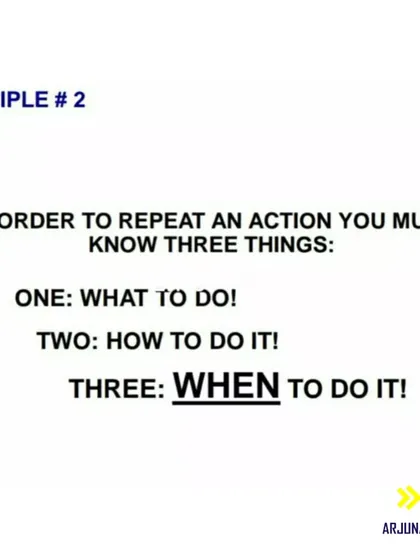 Principle #2: To repeat an action, you must know what to do, how to do it, and when to do it. Our coaching focuses on this structured approach.