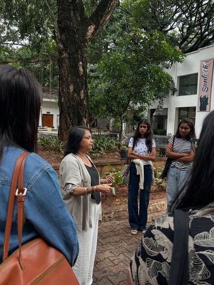Another shot from our gallery visit. I'm explaining the context behind some of the artworks to our curious CFA students.