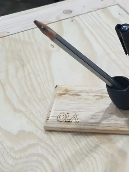 This pen stand, made from reclaimed wood from an EV factory, is a small example of how we approach corporate projects with creativity and a focus on sustainability.