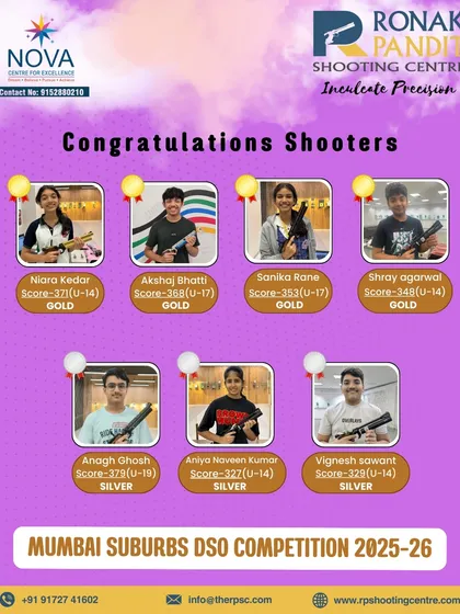 The foundation of future success is built today. We celebrate the incredible achievements of our junior shooters at the Mumbai Suburbs DSO Competition, where they secured a fantastic tally of gold and silver medals. We are committed to nurturing talent from the grassroots level.
