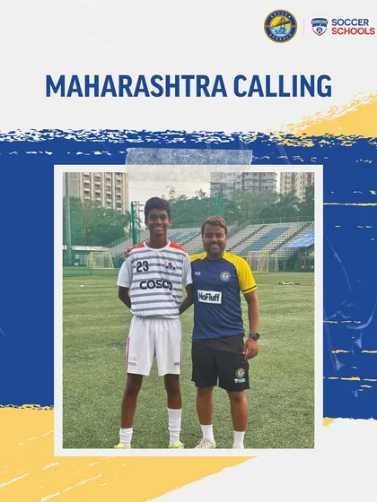 "Maharashtra Calling." Ishaan Ghosh stands with his coach after being selected to represent the state. This is a proud moment that reflects our commitment to player development.