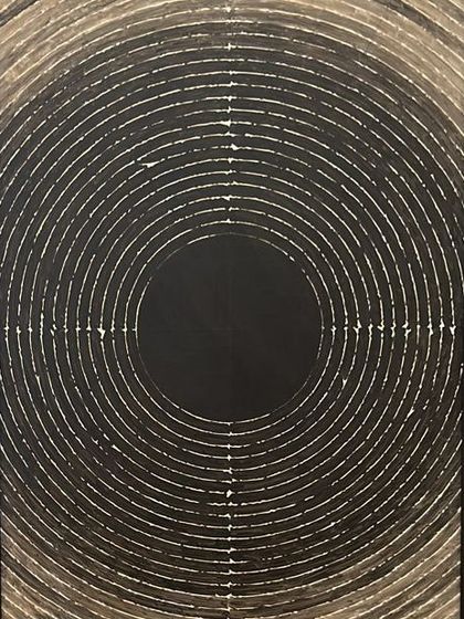 A monochromatic 'Bindu' by the legendary S.H. Raza, from an important private collection in Hyderabad. The piece offers a glimpse into Raza's artistic genius and his fusion of tradition and modernity.