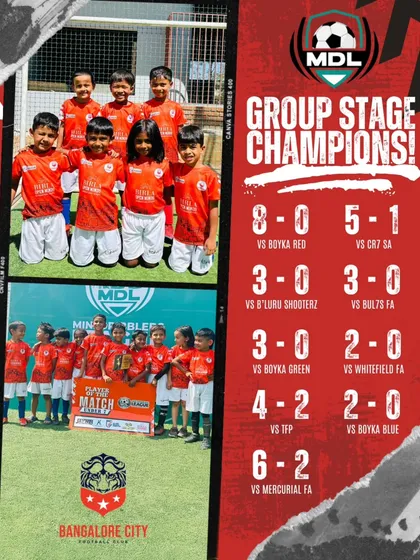 Dominance from the start. Our U7 team went undefeated in the MDL group stage with 10 wins in 10 matches, showcasing their skill and teamwork on their way to becoming champions.