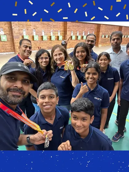 A celebratory selfie with the team after a successful run at the 12th Karnataka State Shooting Championship. We celebrate our victories together.