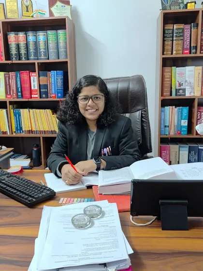 My desk is my workspace, my 'karmabhumi'. This is where I dive deep into case files, strategize, and prepare to build the strongest possible argument for you.