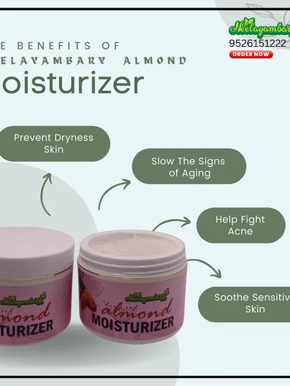 Discover the benefits of our Almond Moisturizer. It helps prevent dryness, slows the signs of aging, and can even help with acne, all while soothing sensitive skin.
