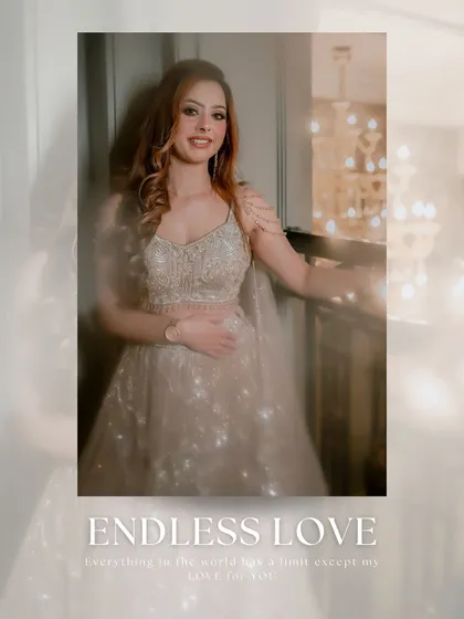 An ethereal portrait of Simran, with a soft, dreamy overlay that enhances the romantic mood of the image.