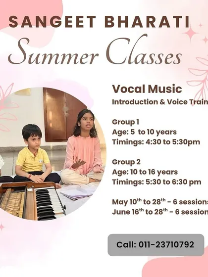 In our vocal music workshops, we introduce children to the fundamentals of Indian classical music. Here, students are gathered around a harmonium for a session on swaras and taal, learning to find their voice in a supportive and engaging environment.