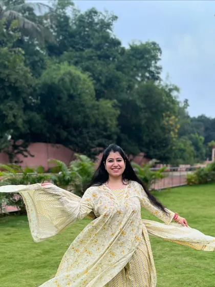 Dance is an expression of the soul's freedom. This picture captures that feeling for me, with my dupatta flying free in the wind. It’s a reminder to always live with an open and joyful heart.