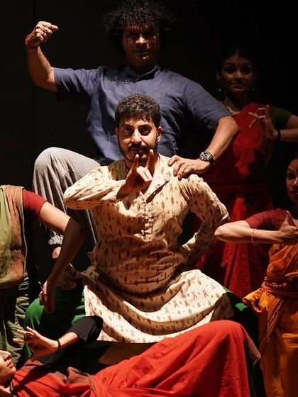 A creative and dynamic group pose from "ANATAH:", featuring my Guru and fellow dancers.