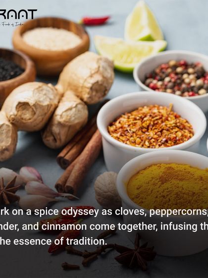 A spice odyssey. Cloves, peppercorns, coriander, and cinnamon come together to infuse our Chicken Chettinad with the essence of tradition.