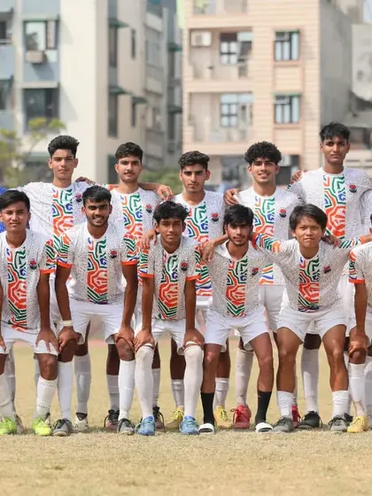 The U19 team, a family on and off the pitch. Posing together during the Delhi Youth League season.