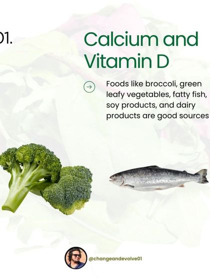 For period health, calcium and Vitamin D are crucial. Good sources include broccoli, leafy greens, and fatty fish.