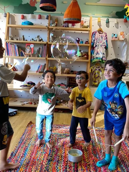 The magic of giant bubbles. This activity is a crowd favorite, teaching children about surface tension while they have an absolute blast trying to create the biggest bubble.