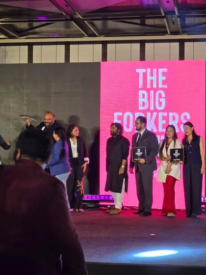 On stage receiving The Big Forkers 2024 award. A moment of pure gratitude and a testament to everyone who has been a part of our journey.