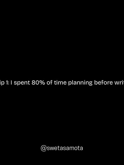 Tip 1 for writing a book in 7 days without burnout: I spent 80% of my time planning before I wrote a single word. A solid outline is your roadmap.