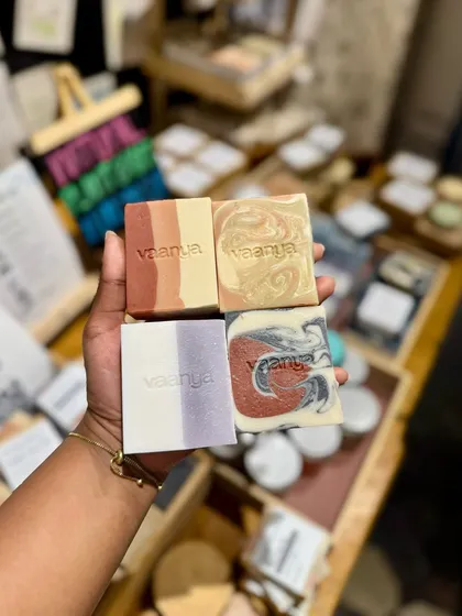 A handful of our artisan soaps at our pop-up event. It's a great way for customers to see and smell the different varieties we offer.