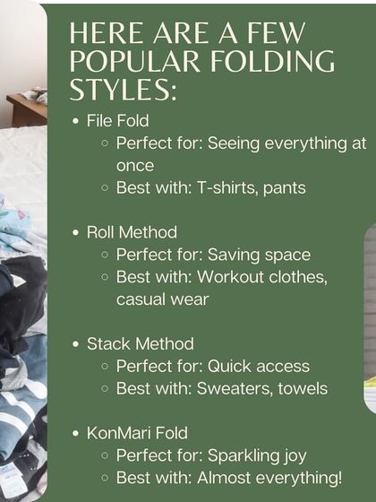 There are many popular folding styles, from the file fold to the roll method. This guide explains the benefits of each so you can find the perfect technique for your clothes and space.