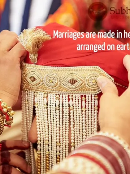 A groom's turban, or safa, is adjusted by his family, a significant ritual before the wedding ceremony. We recognize the importance of these traditions in the families we work with.
