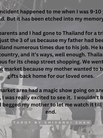 The beginning of a story about a magic show in Thailand. (Note: This story appears incomplete).