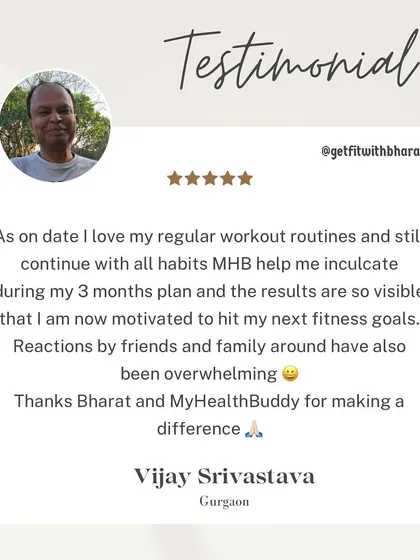 Vijay now loves his workout routines and continues with the habits he built with me. The visible results and overwhelming reactions from friends and family keep him motivated.