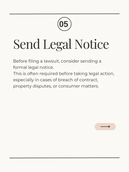 A formal legal notice is a critical step before filing a lawsuit, especially in cases involving breach of contract, property disputes, or consumer matters. It serves as an official communication of your grievance and gives the other party a final opportunity to resolve the issue before litigation begins.