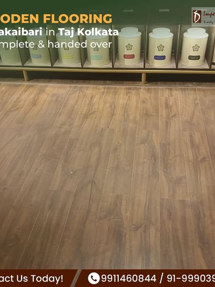 A close-up of the wooden flooring installed at Makaibari, Taj Kolkata. The consistent grain and smooth finish demonstrate the quality of the material and our installation expertise, even in a high-profile commercial setting.
