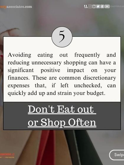 The fifth habit is to limit discretionary expenses like frequent dining out and unnecessary shopping. These small costs add up quickly and can strain your budget, so keeping them in check has a significant positive impact.