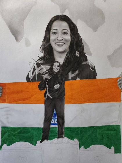 A progress shot of the powerlifter portrait.