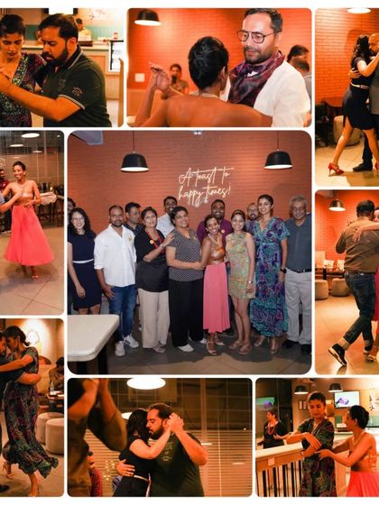 Another collection of photos from our anniversary celebration. You can see group photos and candid shots of couples dancing, reflecting the warm and social atmosphere of our Milongas.