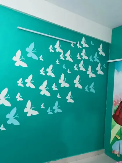 I also offer custom painting for furniture. This children's wardrobe features a playful design, demonstrating my ability to handle detailed and personalised requests.