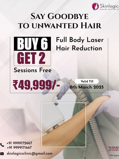 My Women's Day special for full-body laser hair reduction. This package includes eight sessions for the price of six, making it the perfect time to invest in long-lasting smooth skin.