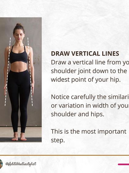 Now, let's analyze your shape. Draw vertical lines from your shoulder joint down to the widest point of your hip. This simple step will reveal the relationship between your upper and lower body.