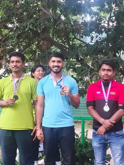 Likhith NR celebrating his gold medal win in the senior men's final event.