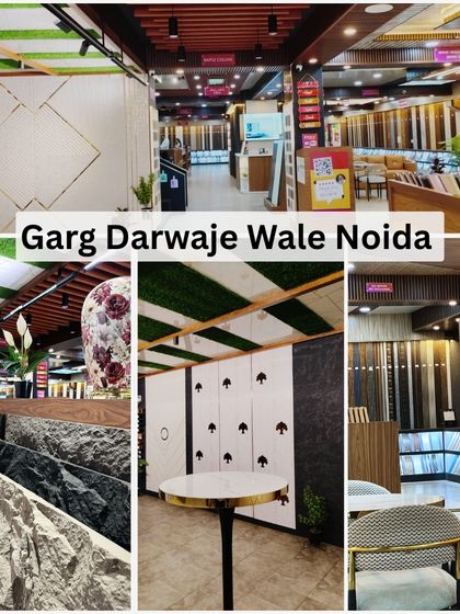 This collage highlights some of our most creative displays, including stone-finish panels and unique wall art arrangements.