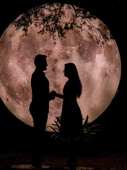 Creating iconic, romantic silhouettes is one of my specialties. Using a large moon prop, I can craft these timeless images that focus purely on your connection, making for a truly memorable engagement photo.