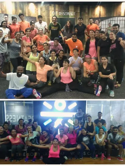 A snapshot from a super busy Saturday, featuring a Zumba vs Bollywood party at The Fit District and an evening session at Cure.fit. This shows the variety of fitness events I host across different Bangalore studios, each with its own unique party vibe.
