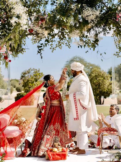 The beautiful couple during their outdoor wedding ceremony in Arizona. The joy and love in this moment are what inspire me to create stationery that is just as special.