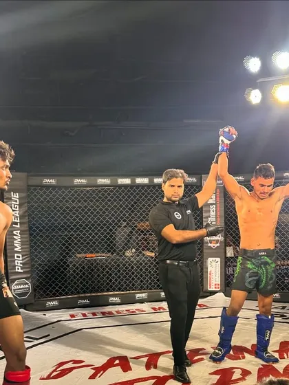 A successful comeback. After a long break, our fighter Ramit returns to the cage and gets his hand raised. This proves that the warrior spirit never fades.