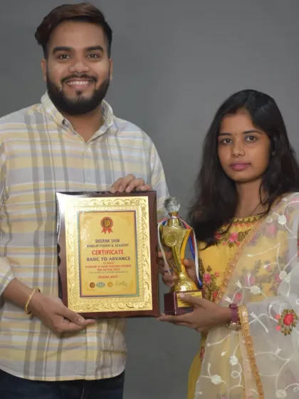 The best moment for me is seeing my students graduate with confidence. Here I am with a successful student from my one-on-one class, awarding her the certificate of completion and a trophy for her excellent work. This is the start of a real career.