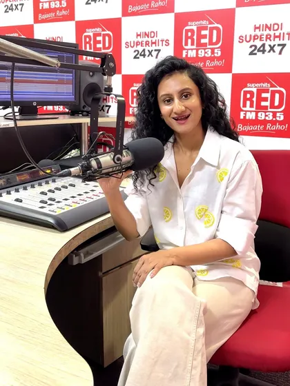 At the Red FM studio, sharing my passion for nutrition and making healthy Indian food accessible to a wider audience.