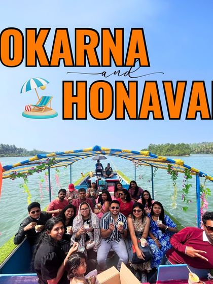 A happy group enjoying a boat ride with some fresh coconut water in the backwaters of Honnavara. This is coastal Karnataka at its best.