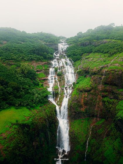 An 'Edit With Me' post, showing the before and after of this shot of the Necklace Waterfall in Bhandardara. I walk you through my Lightroom process to bring out the lush greens and powerful water flow.