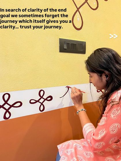 While painting this traditional wall pattern, I reflected on how we sometimes forget the journey itself gives us clarity. Trusting the process, one stroke at a time, is key in art and in life.