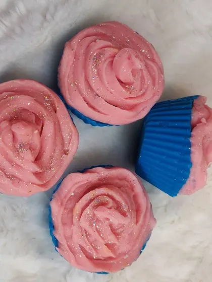 Another one of my fun creations: the cupcake soap. These look just like real cupcakes with frosting and glitter, and they are a beautiful, fragrant addition to any bathroom or gift hamper.
