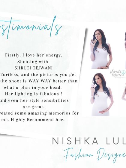 A glowing testimonial from designer Nishka Lulla about her maternity shoot. I love creating timeless memories for my clients, and her kind words mean the world.
