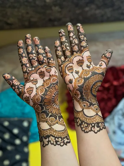 A more intricate design from a past Karwachauth celebration.
